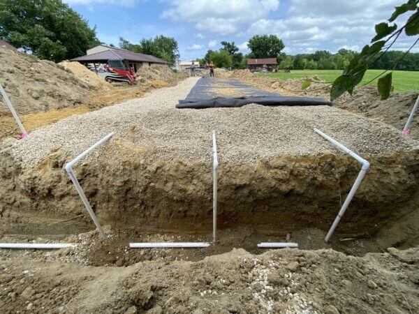 image of a drain field with drain field worms